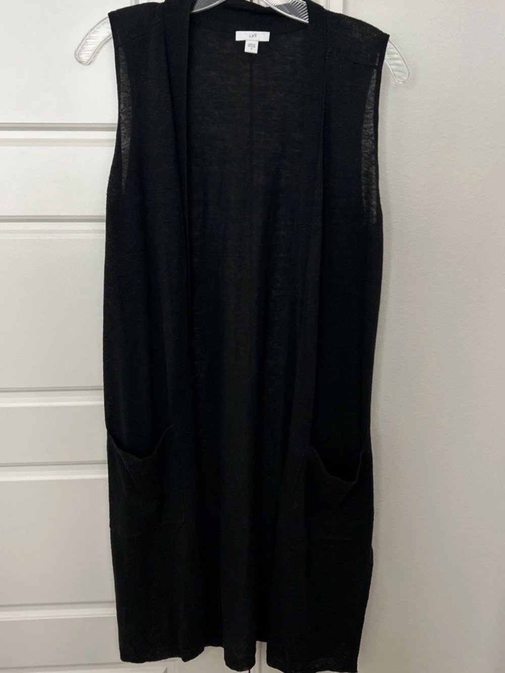 J. Jill Black Knit Long Vest with Pockets